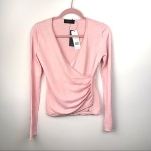 Oui Pink cashmere Pink Wrap Top Size S-M